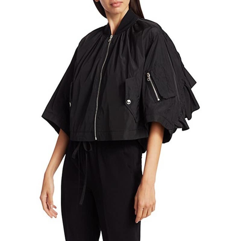 Red Valentino Taffeta Bomber Jacket Black